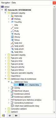 V navigátoru "ZS 1 - Vlastní tíha"