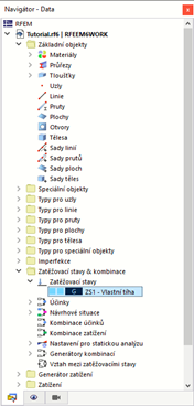 V navigátoru "ZS 1 - Vlastní tíha"