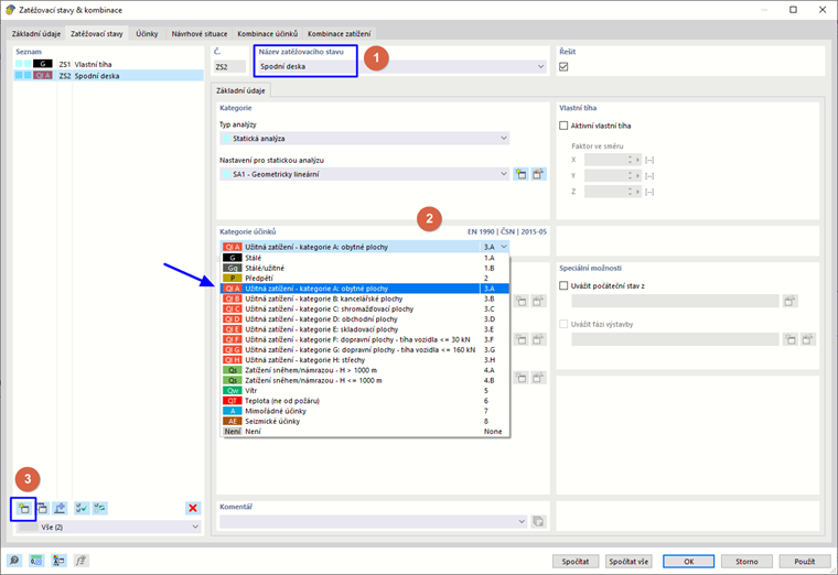 ZS2: Užitné zatížení na dolní desce