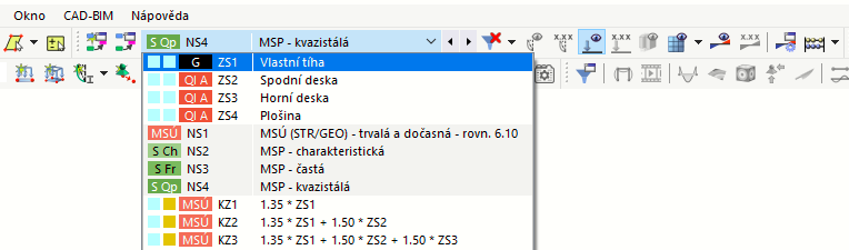Nastavení aktuálního zatěžovacího stavu