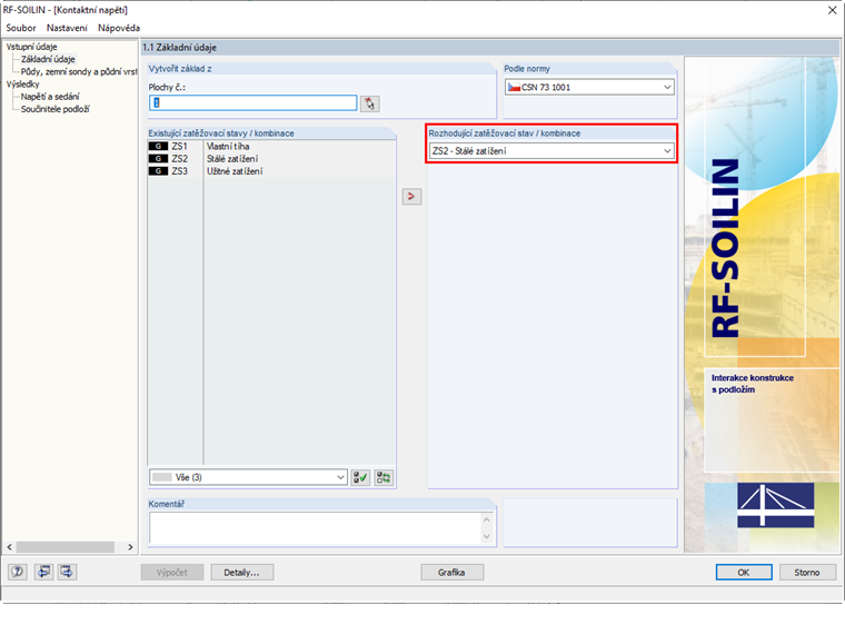 Rozhodující zatížení pro RF-SOILIN.