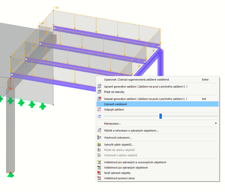 Plošné zatížení na plošinu a její místní nabídka