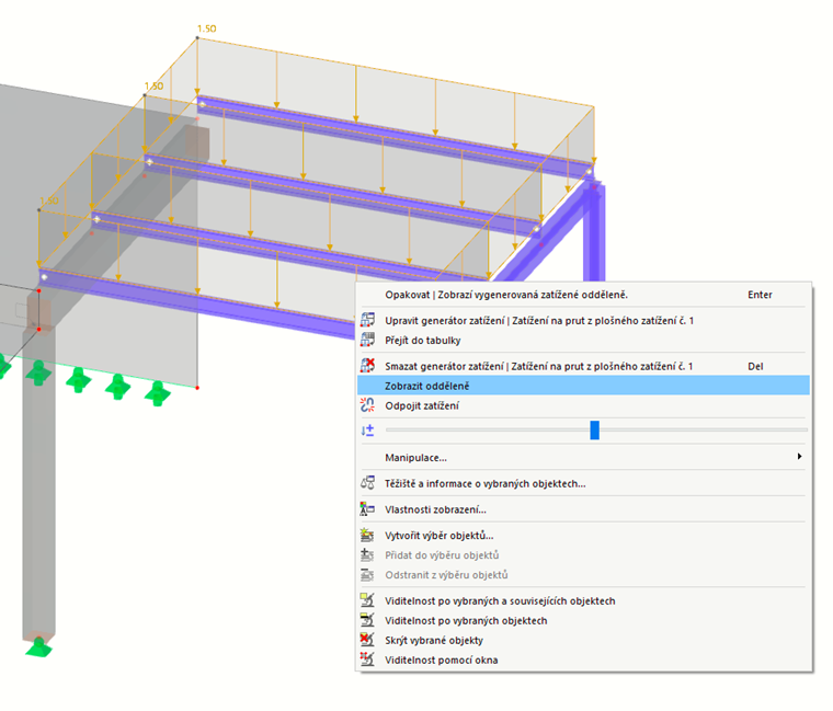 Plošné zatížení na plošinu a její místní nabídka