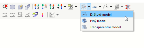 Vyberte zobrazení 'Drátový model'