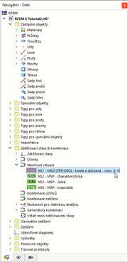 Návrhové situace v navigátoru