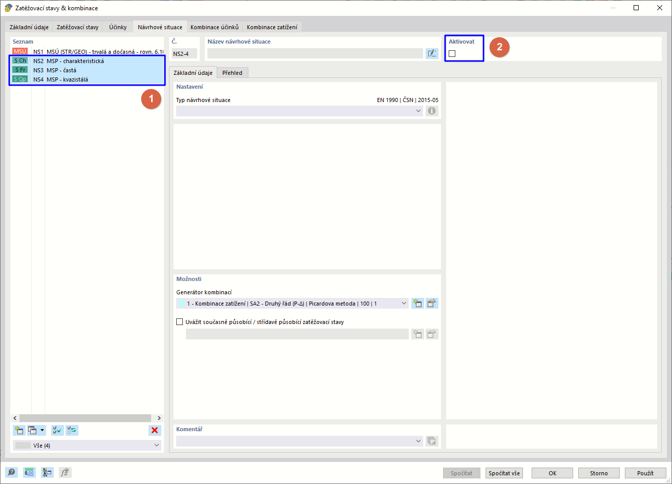 Deaktivace návrhových situací MSP