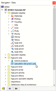 'Zahuštění sítě uzlů' v navigátoru