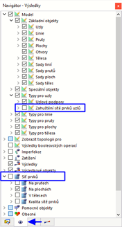 Vypnutí zahuštění sítě uzlů a sítě sítí v "Navigátoru - Zobrazit"