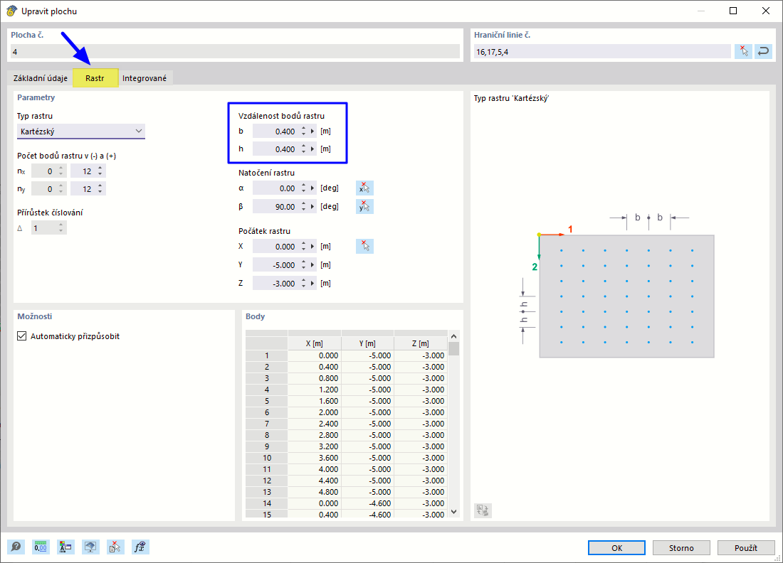 Úprava rastru pro výsledky na plochách