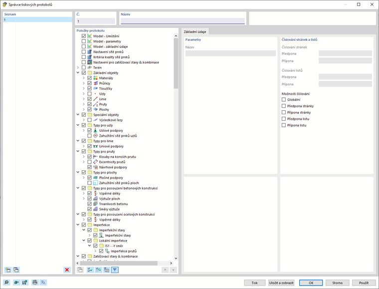 Dialog ' Správce tiskových protokolů '