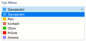 Výběr typu tělesa