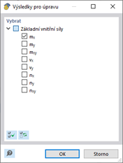Výběr typů vnitřních sil