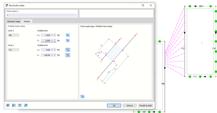 Propojení linií podle uživatelsky definovaného rozdělení