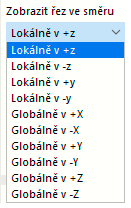 Výběr směru pohledu řezu