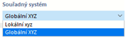 Výběr souřadného systému podpory linií