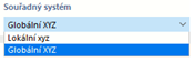 Výběr souřadného systému podpory linií