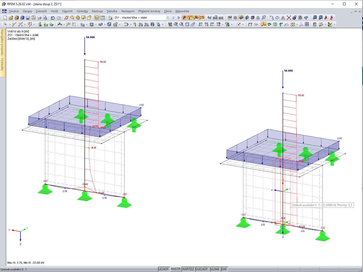 Sloup procházející stěnou