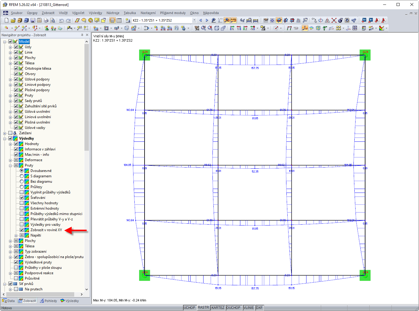 FAQ 005045 | Ich möchte die Stabergebnisse in der Draufsicht auswerten. Kann man die Ergebnisse in die XY-Ebene zeichnen lassen?