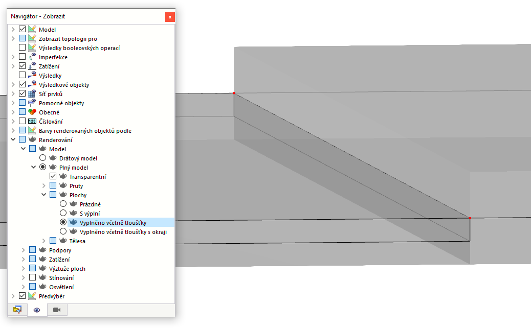 Grafická kontrola excentricity plochy