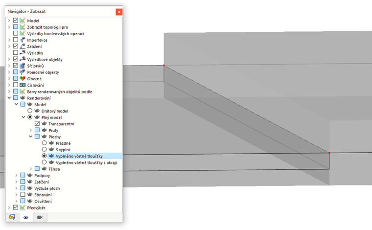 Grafická kontrola excentricity plochy