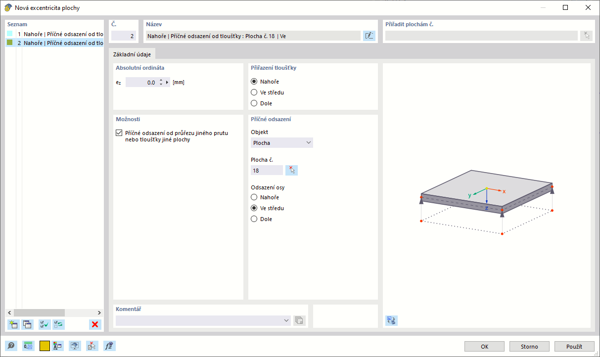 ' Dialog Nová excentricita plochy '