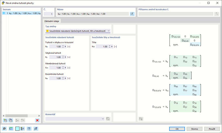 ' Nová úprava tuhosti ploch '