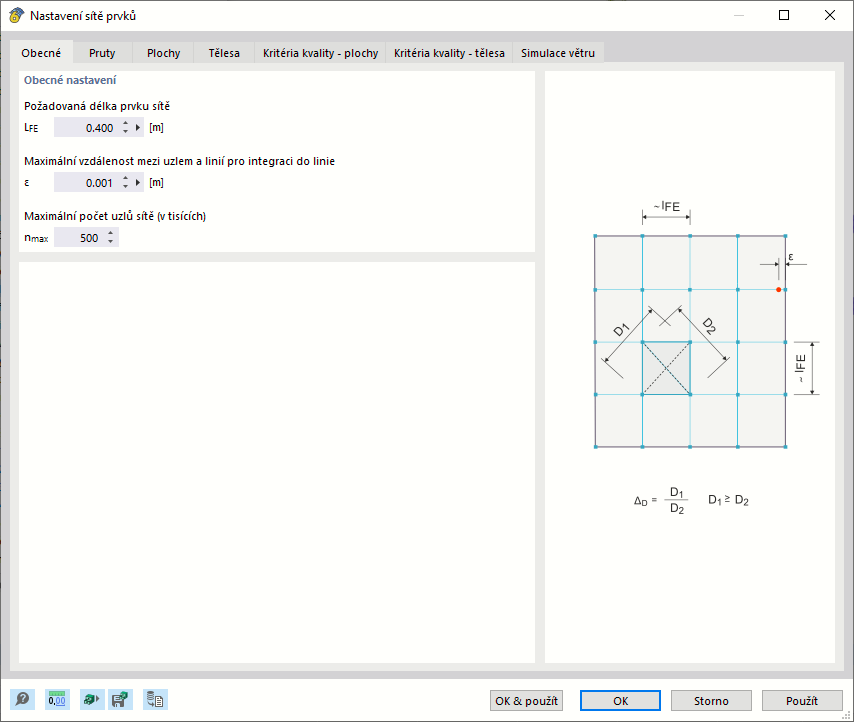 Dialog 'Nastavení sítě', záložka 'Obecné údaje'