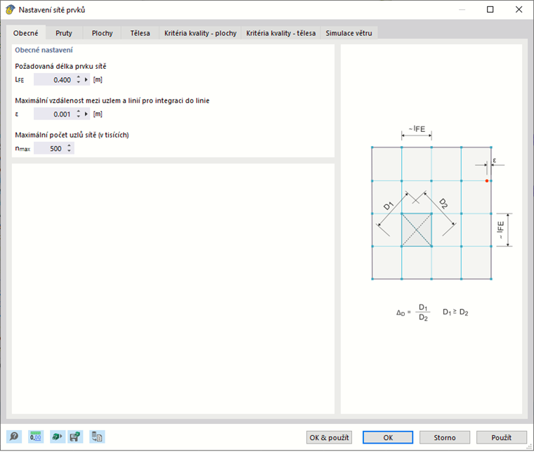 Dialog 'Nastavení sítě', záložka 'Obecné údaje'