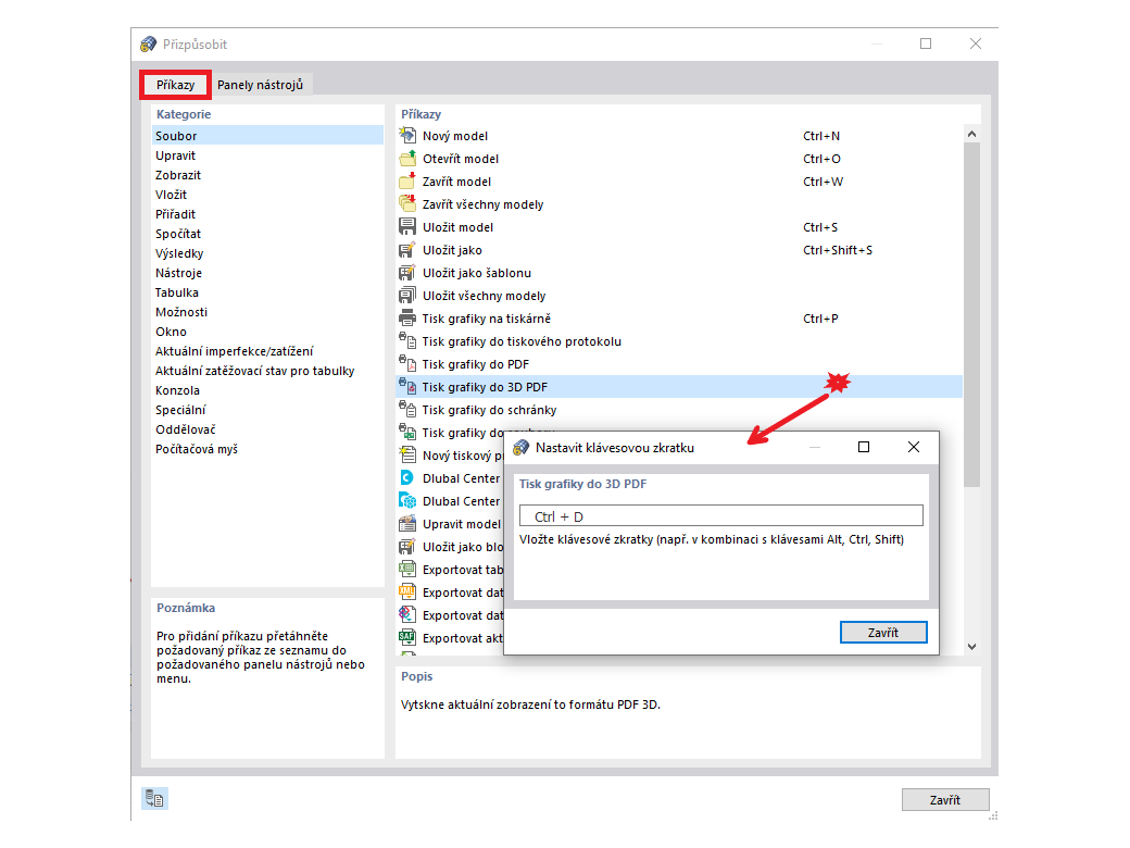 FAQ 005049 | Je možné určitým příkazům přiřadit libovolnou kombinaci kláves (například kopírovat do schránky atd.)?