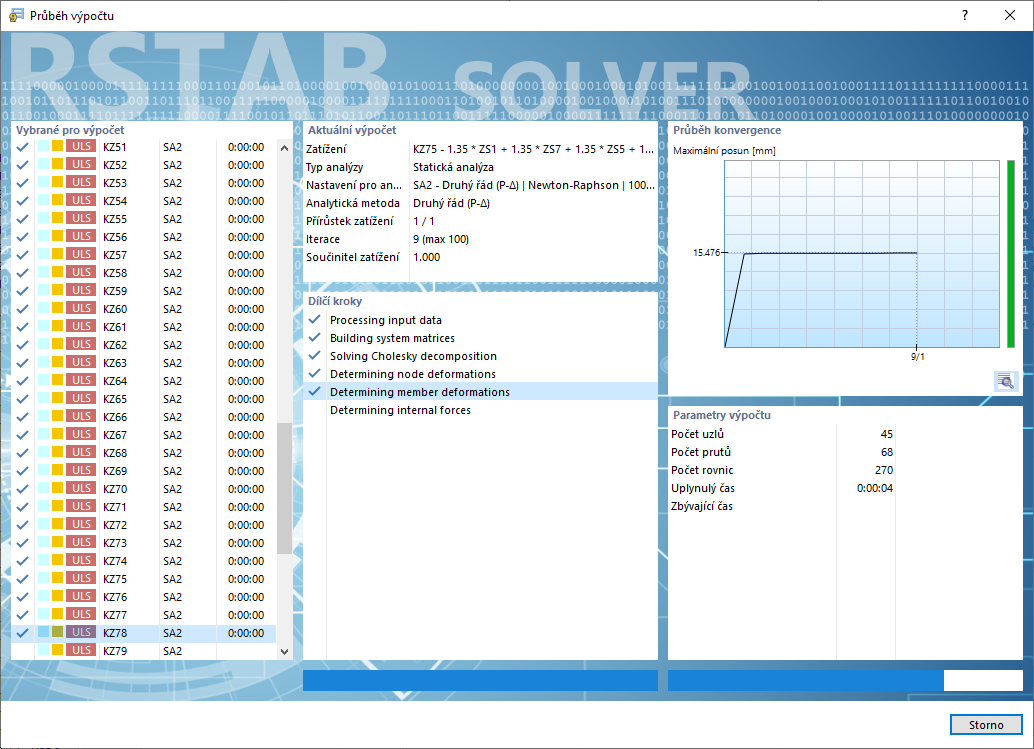 Paralelní výpočet několika kombinací zatížení