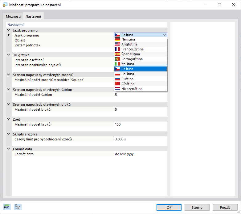 Funkce 002053 | Vícejazyčné ovládání programu