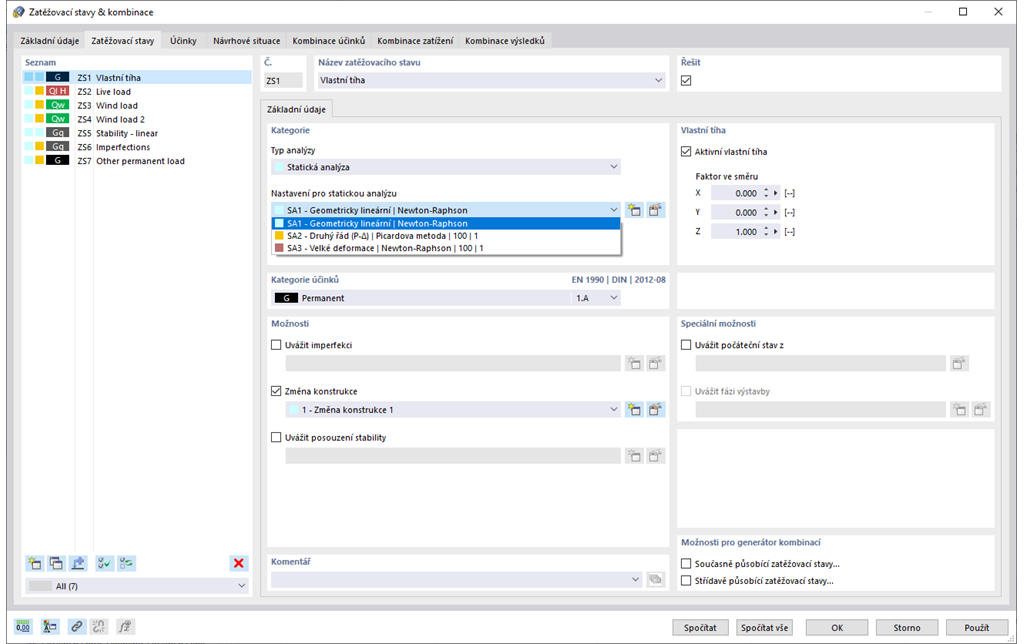 Funkce 002027 | Individuální nastavení parametrů výpočtu