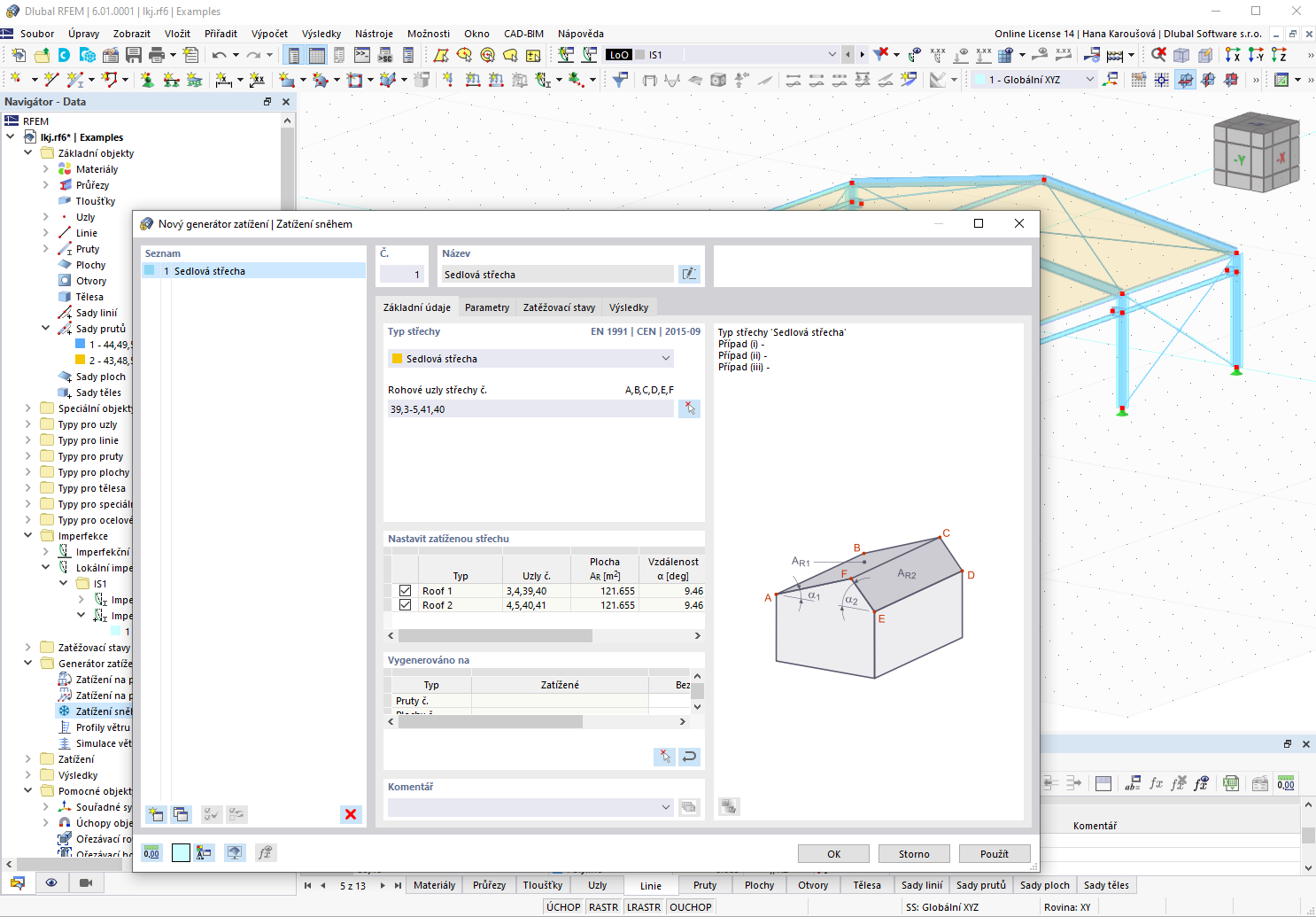 Funkce 002012 | Generování zatížení sněhem