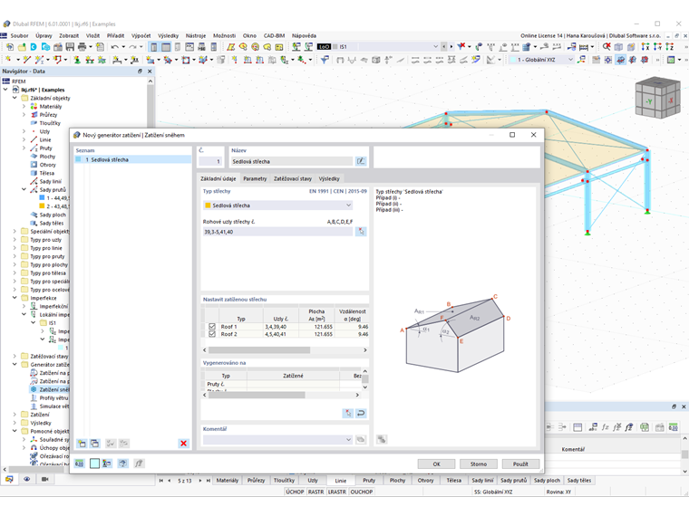 Funkce 002012 | Generování zatížení sněhem