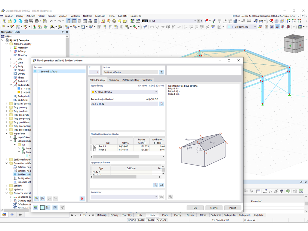 Funkce 002012 | Generování zatížení sněhem