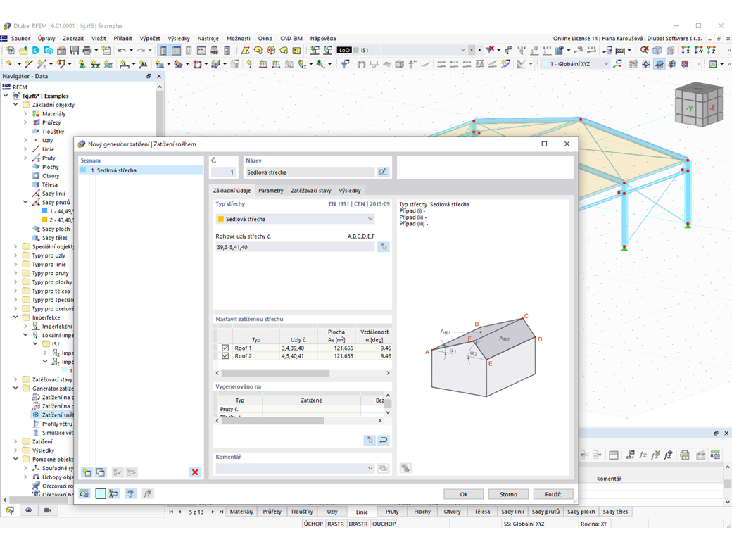 Funkce 002012 | Generování zatížení sněhem