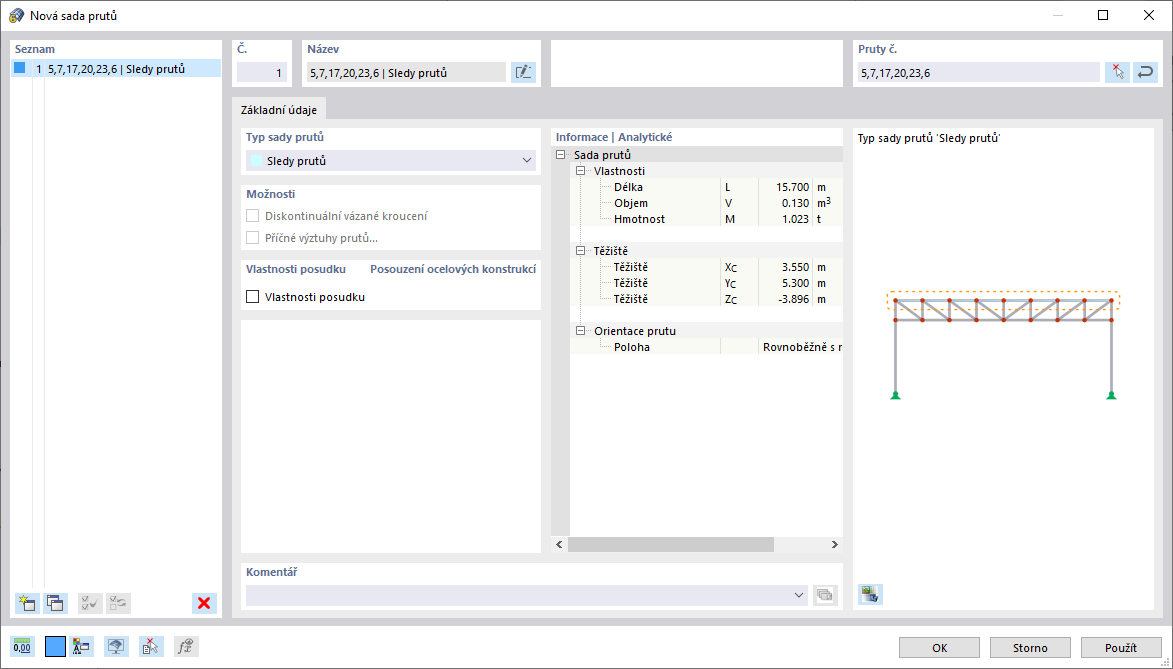 Funkce 002006 | Proměnlivé vlastnosti prutů a ploch