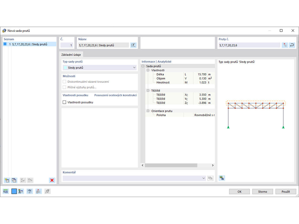 Funkce 002006 | Proměnlivé vlastnosti prutů a ploch