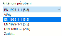 Výběr kritéria aktivity