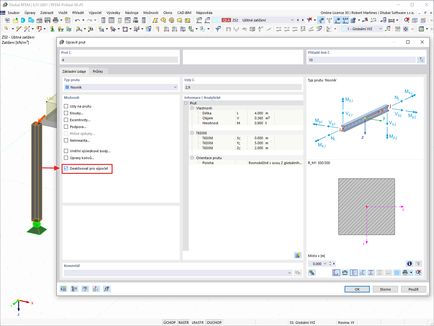 FAQ 005064 | V programech RFEM 6 a RSTAB 9 již nejsou nulové pruty? Jak mohu vyloučit prut z výpočtu?