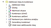 Zatěžovací stavy a kombinace v navigátoru