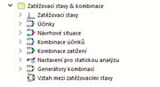 Zatěžovací stavy a kombinace v navigátoru