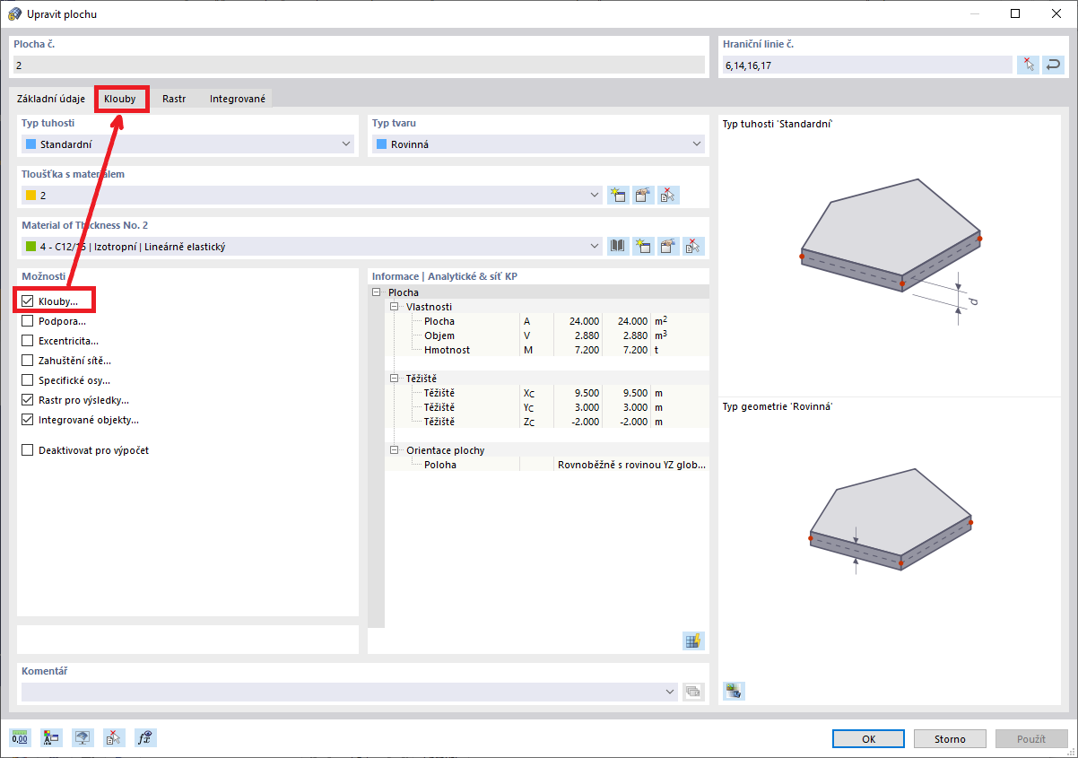 FAQ 005070 | Jak lze ploše přiřadit liniový kloub?