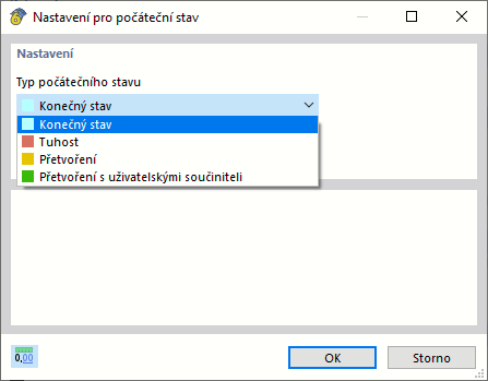 Výběr typu počátečního stavu