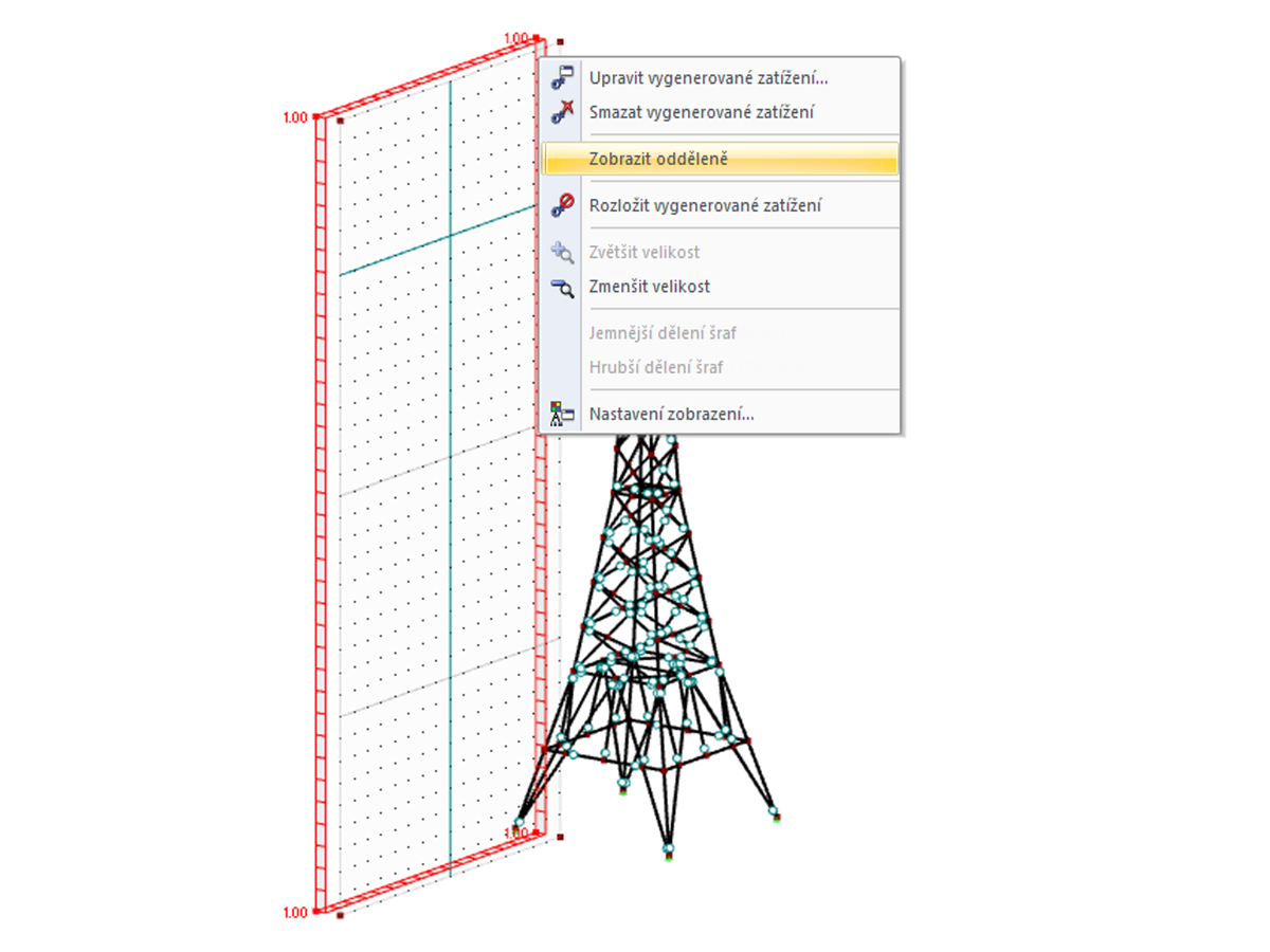 FAQ 005076 | Jak mohu aplikovat zatížení větrem na pruty otevřených konstrukcí?