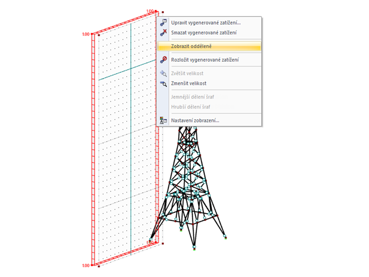 FAQ 005076 | Jak mohu aplikovat zatížení větrem na pruty otevřených konstrukcí?