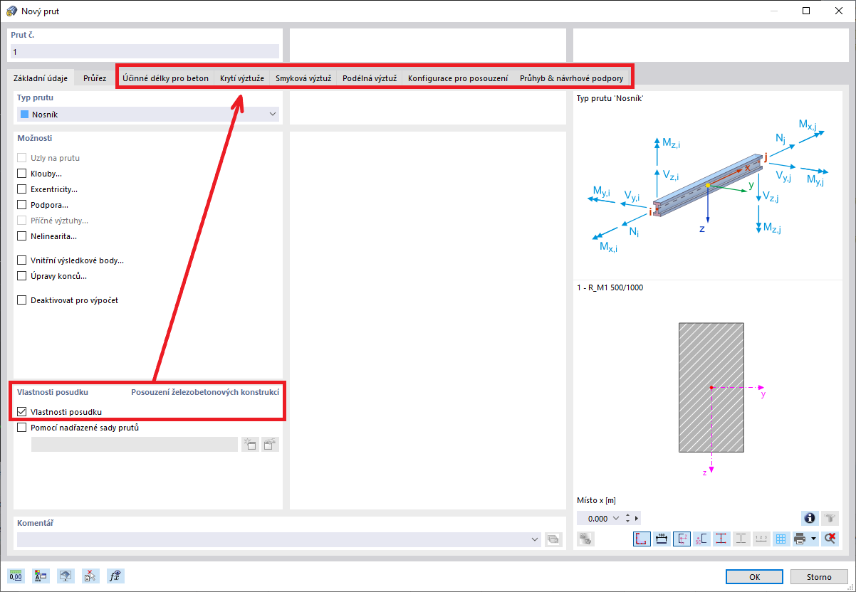 FAQ 005077 | Kde mohu zadat různé údaje pro posouzení (například vzpěrné délky)?