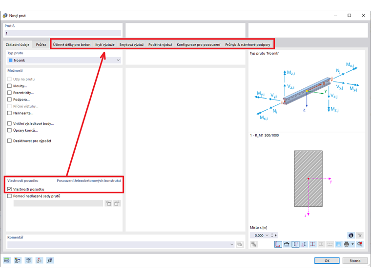 FAQ 005077 | Kde mohu zadat různé údaje pro posouzení (například vzpěrné délky)?