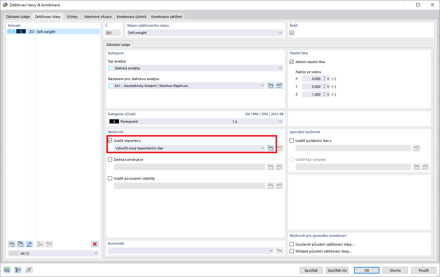 FAQ 005078 | Es gibt keine Einwirkungskategorie "Imperfektion". Wie kann ein Imperfektionslastfall angelegt werden?