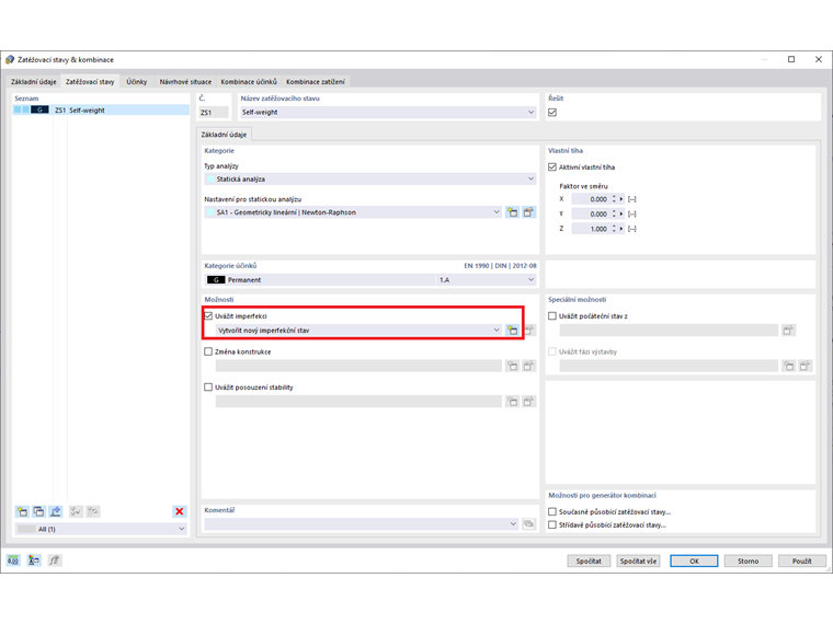 FAQ 005078 | Es gibt keine Einwirkungskategorie "Imperfektion". Wie kann ein Imperfektionslastfall angelegt werden?